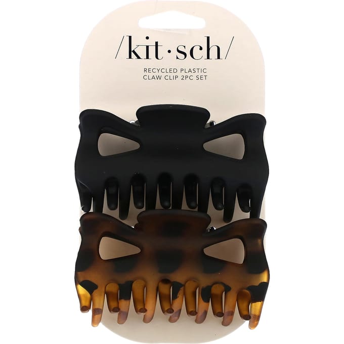 Kitsch, grande pince à griffes, noire et fourre-tout, lot de 2 white