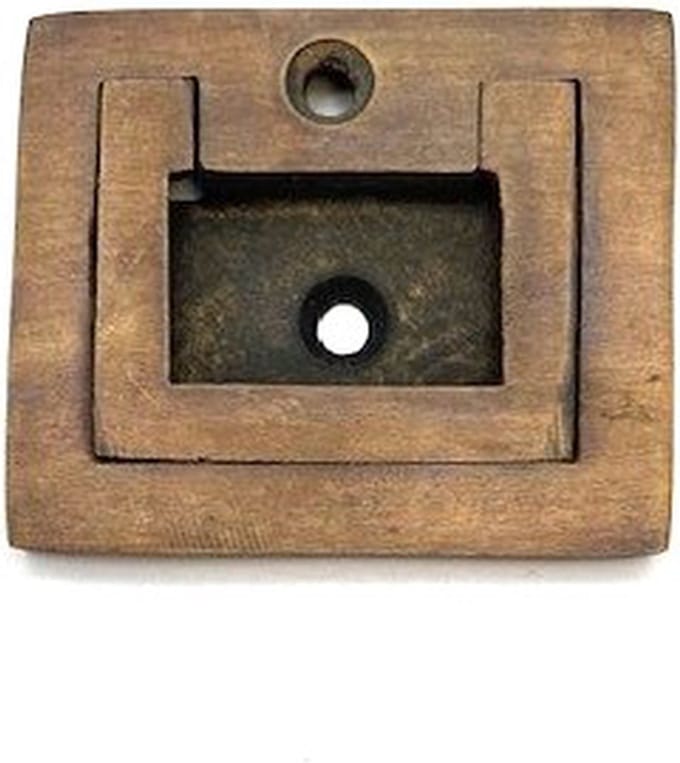 Luikgreep Messing antiek rechthoekig 49x41mm