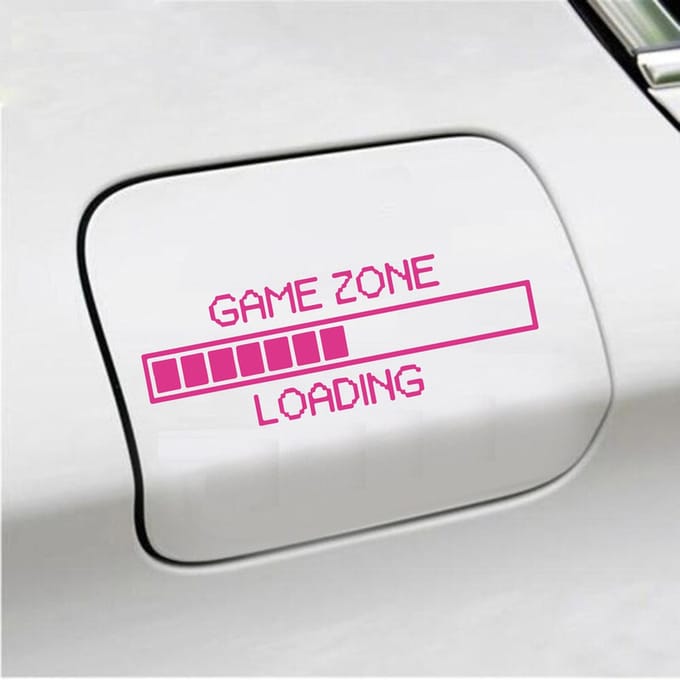 Bumpersticker - Game Zone Loading - 6 X 17,5 - Roze