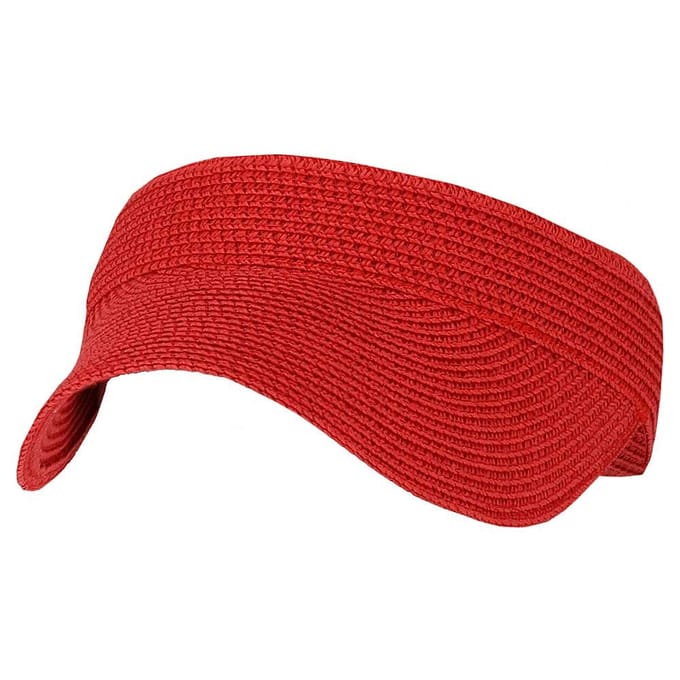 Zonneklep Dames - One Size - Gevlochten papier - Rood
