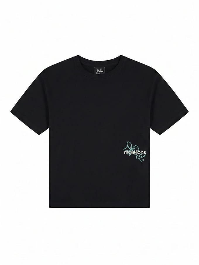 Malelions relaxed botanical t-shirt in de kleur zwart.