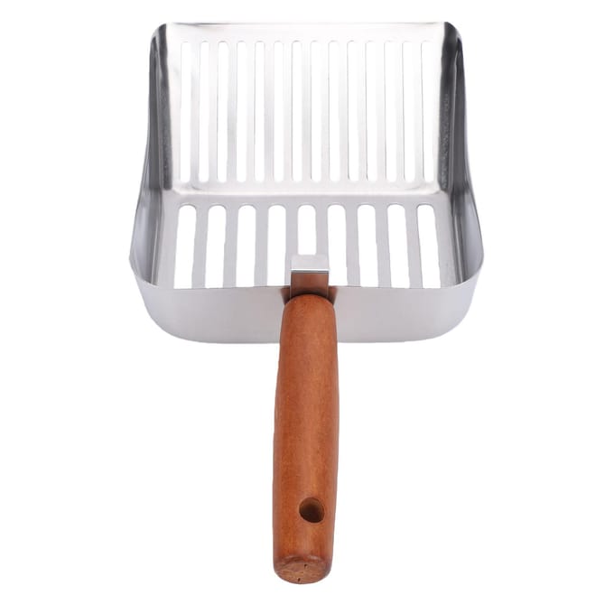 Pelle à Litière Chat Acier Inoxydable Chat Solide Maille Pelle Chaton Litière Manche Long Pelle Tamis pour Bac à Litière Chat