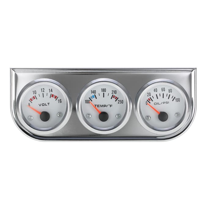 52MM oliedruk Fahrenheit watertemperatuurmeter voltmeter chroom 3 in 1 meterkit auto 2-T veelkleurig