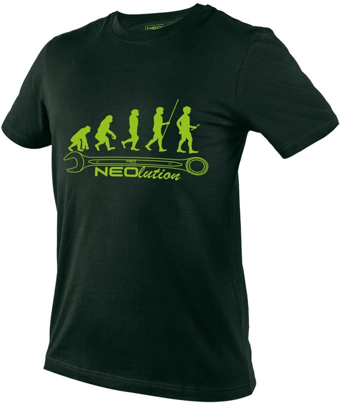 NEO NEOlution - Werkshirt - Buteljegroen - Neongroene Opdruk - Korte Mouw