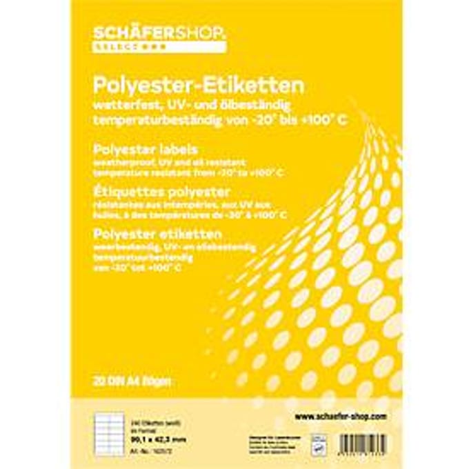 Schäfer Shop Select Weerbestendige etiketten, 99,1 x 42,3 mm, polyester wit, 20 vellen