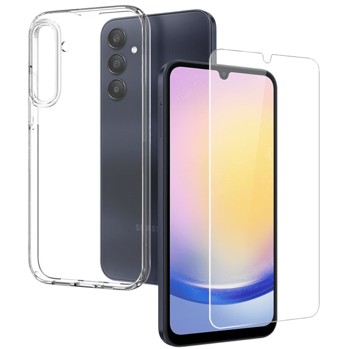 Northjo Samsung Galaxy A25 Hoesje en Screenprotector Transparant