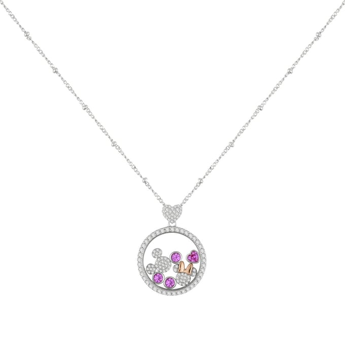 Mickey & Minnie Floating Stone Necklace