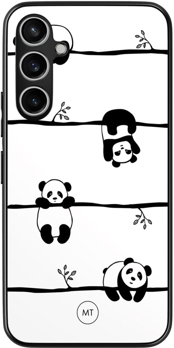 Hoesje geschikt voor Samsung Galaxy S23 FE - Panda - TPU Hard Case Backcover - Zwart, Wit - Mooie Telefoonhoesjes