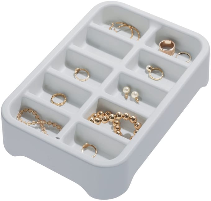 iDesign - Eco Tray Lade Organizer 10 Vaks - Gerecycled Kunststof - Grijs