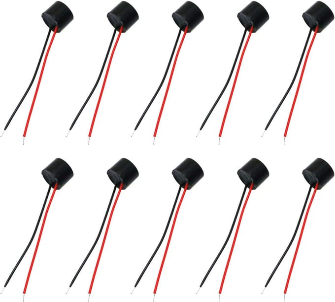 Actieve Zoemer - Alarm Geluid - Elektronisch Project - 12V Bedrade Connector - 9mm Diameter - Zwart