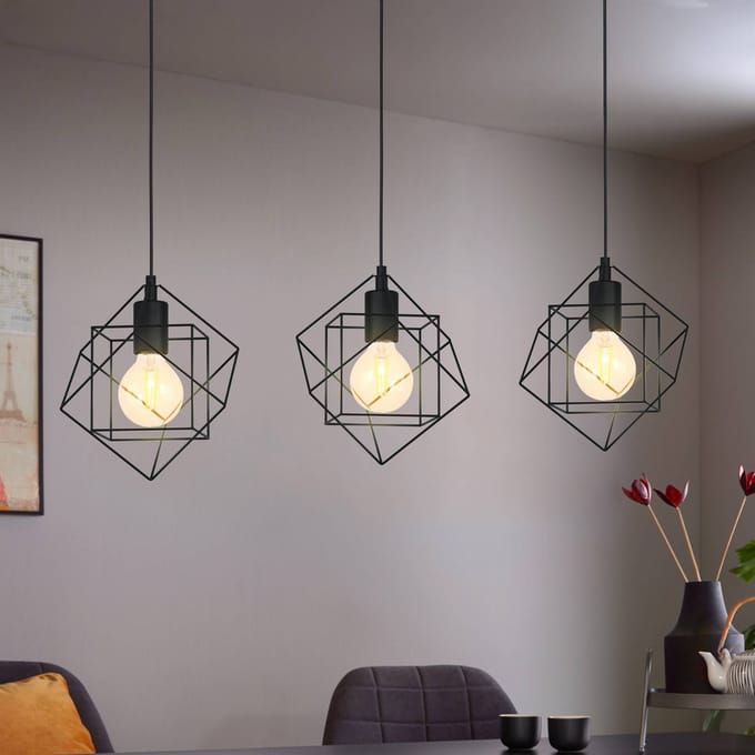 EGLO Straiton - Hanglamp - E27 - 90,5 cm - Zwart