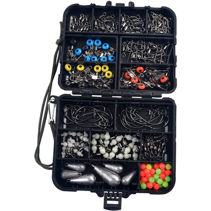 177 STUKS Visaccessoires Kit Praktisch Handig Toegankelijk Visgerei Doos voor Buiten black