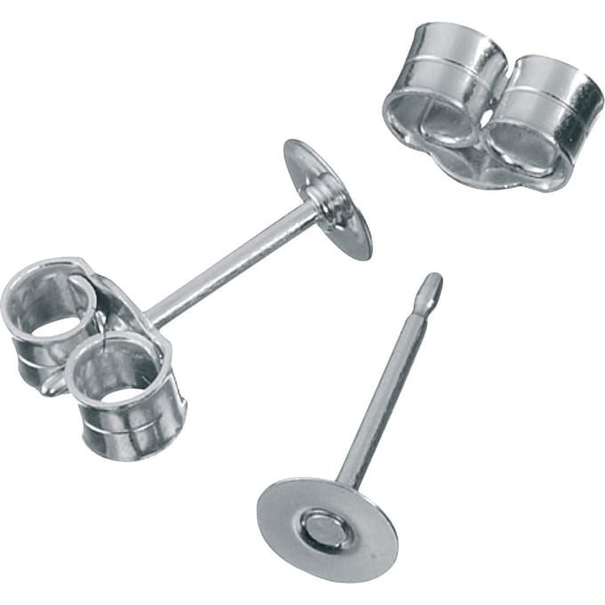 Oorstekers met plaat, 925 sterling-Zilver, 2 stuks