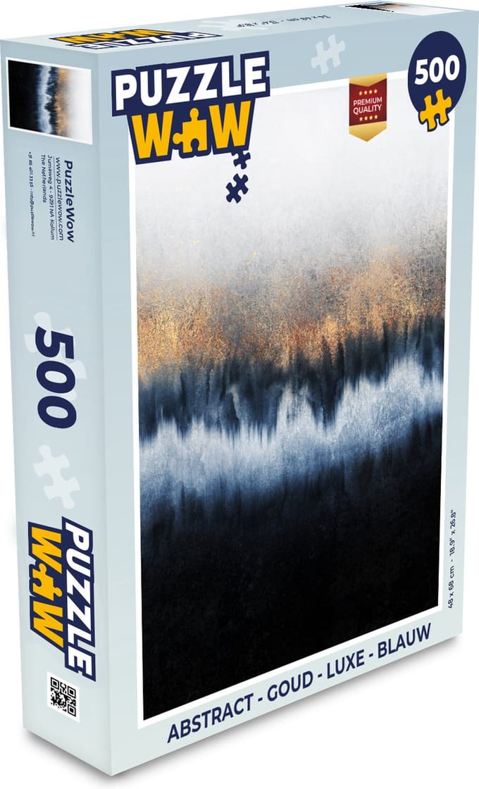 Puzzel Abstract - Goud - Luxe - Blauw - Legpuzzel - Puzzel 500 stukjes