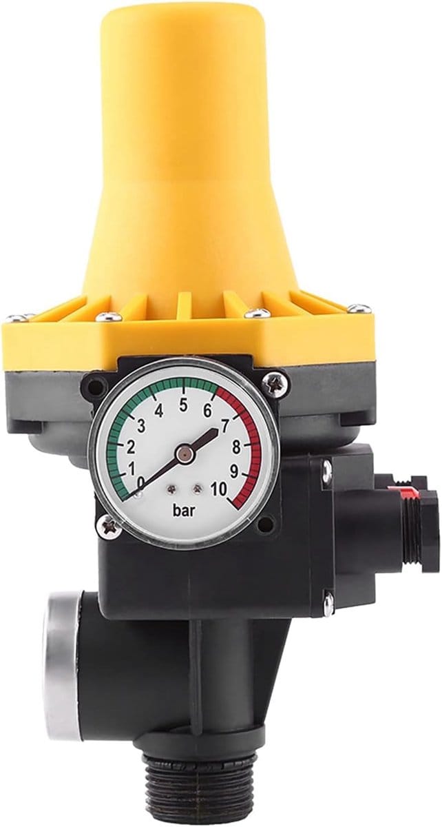 Automatische pompcontroller - Drukschakelaar - Waterdruk Regelen - Met drukmeter - 10A 220V - Grijs