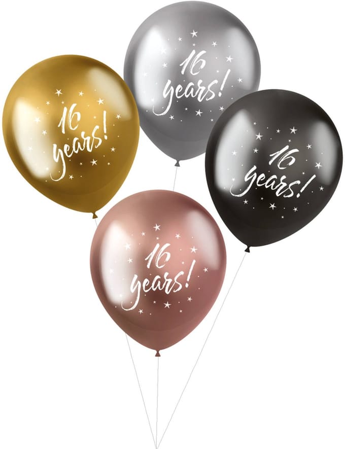 Folat - ballonnen Shimmer '16 Years!' Electrum 33 cm - 4 stuks