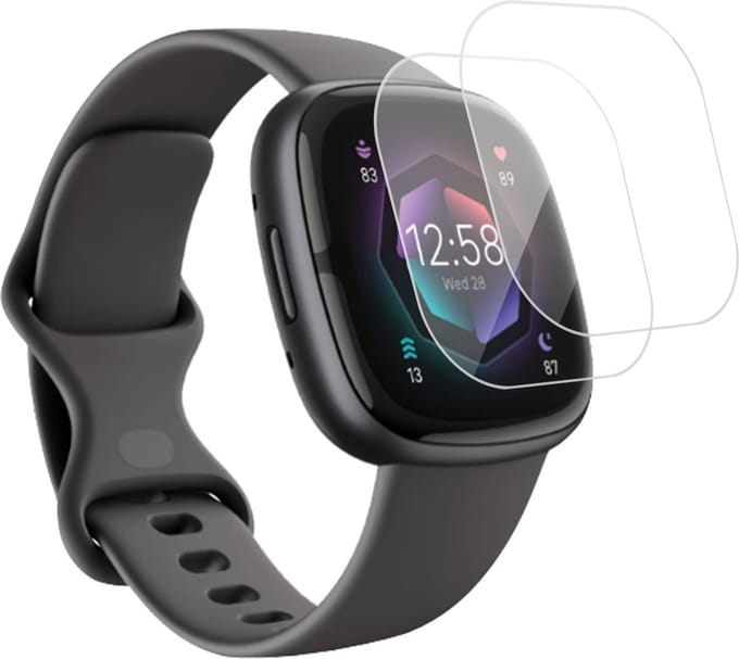 2x Geschikt voor Fitbit Sense Screenprotector - Beschermglas Folie Geschikt voor Fitbit Sense