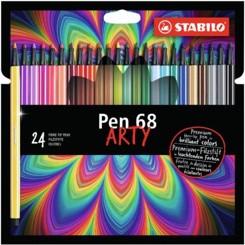 STABILO Pen 68 - Premium Viltstift - ARTY Set - Etui Met 24 Kleuren