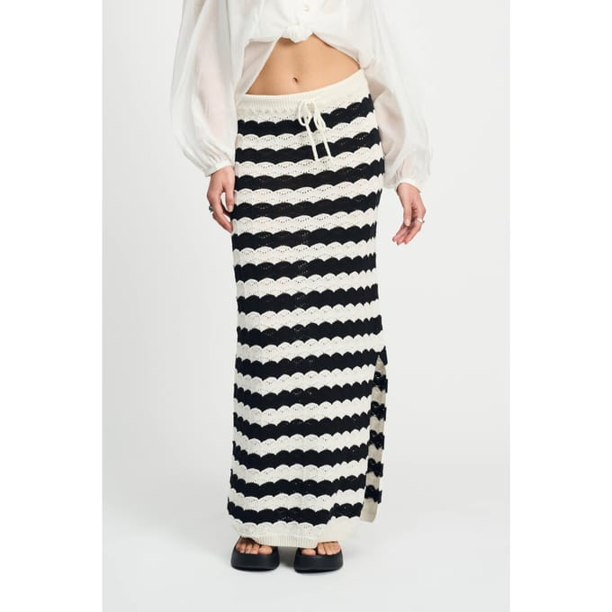 POM Amsterdam Skirt - Crochet Black White Größe: 34 | Maxiröcke Outlet | Damen | Schwarz