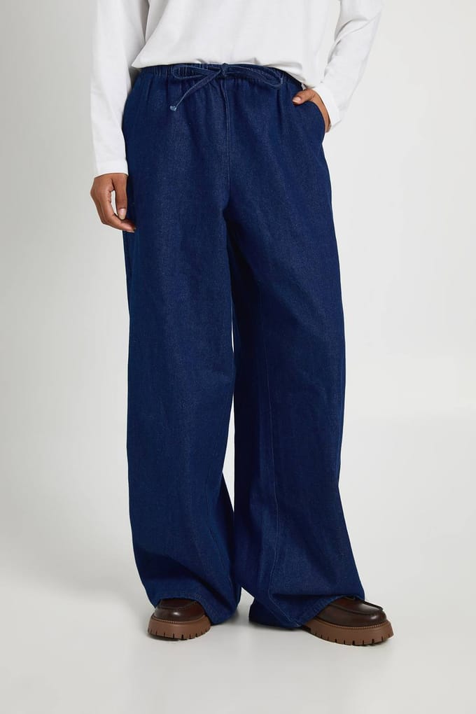 boohoo Dames Supersoft jeans met elastische tailleband | Indigo | Maat: 8
