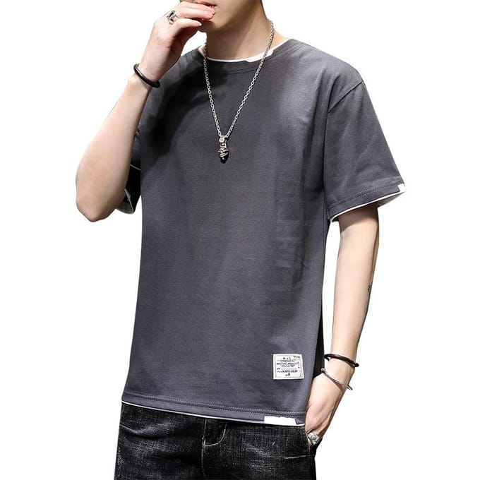 T-shirt à manches courtes en pur coton pour homme, couleur unie, ample, décontracté, polyvalent, été 4XL black