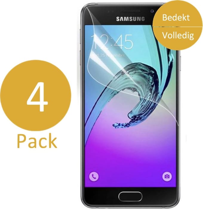 4x Screenprotector geschikt voor Samsung Galaxy A3 (2016) - Glas PET Folie Screenprotector Transparant 0.2mm 9H (Full Screen Protector)