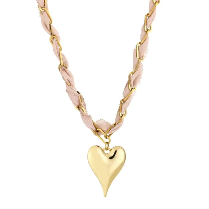 Bijoutheek Collier Bandana Stof Hart Khaki