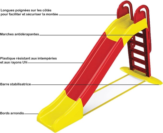 Grote glijbaan voor kinderen, 240 cm, glijder, rood