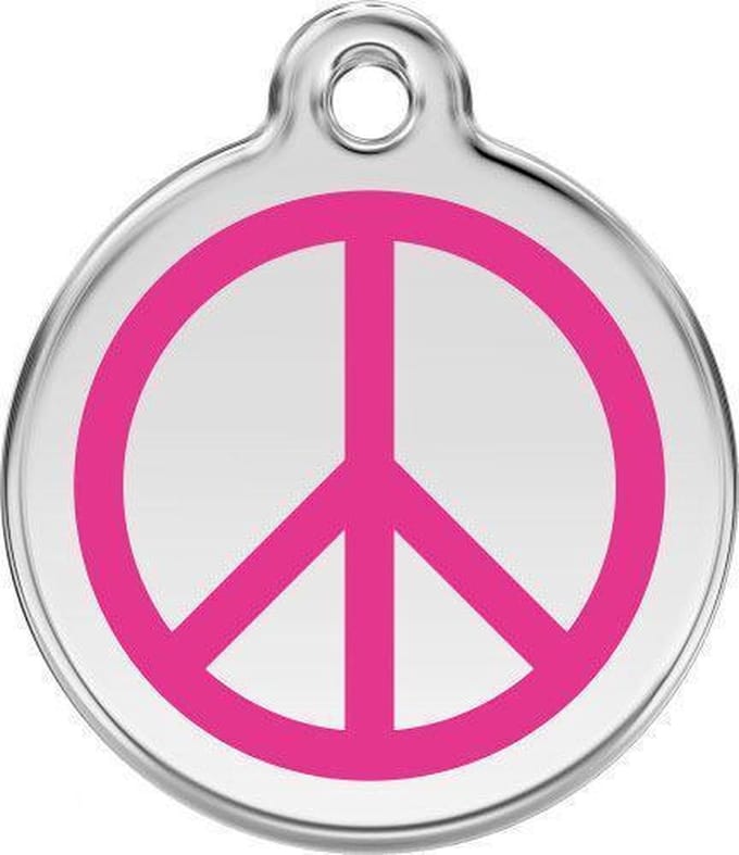 Red Dingo Hondenpenning 20 mm peace hard roze