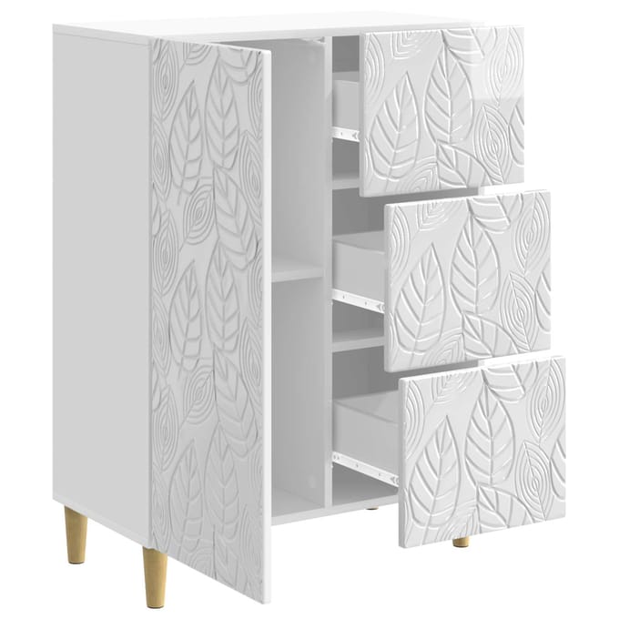 vidaXL - Dressoir - Hoogglans - Wit - 66 - x - 34,5 - x - 90 - cm - Bewerkt - hout