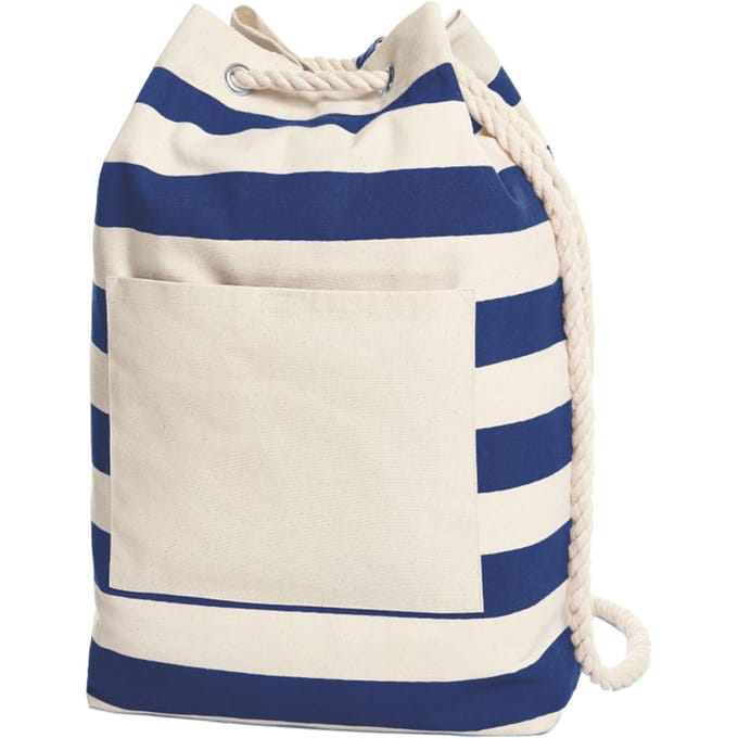 Halfar Contrast gestreepte strandtas met koord (Marine)