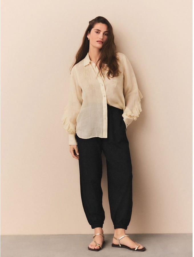 Next - Dames - wit met stippen - Jersey Harem Joggers - Zwart