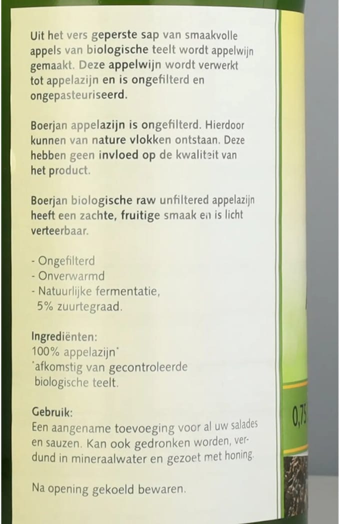 Boerjan Appelazijn Biologisch - 750 ml