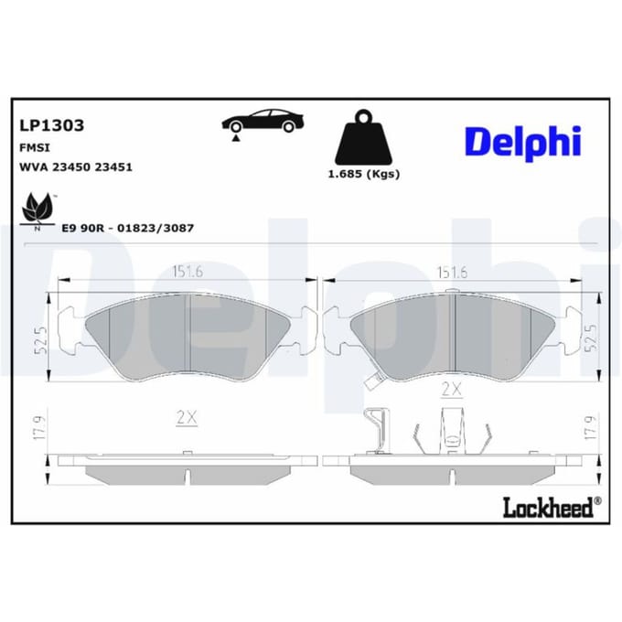 Remblokset DELPHI LP1303, voor