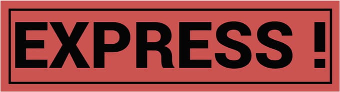 Express! sticker, oranje zwart 200 x 50 mm