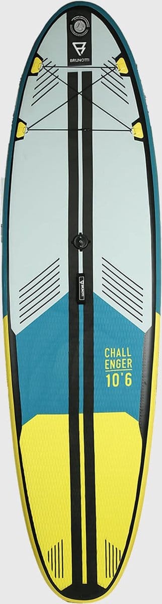Brunotti - Challenger SUP Board Opblaasbaar - Compleet Paddle Board met Leash - Multifunctioneel Windsurf Mastplaat - Geel - 10'6