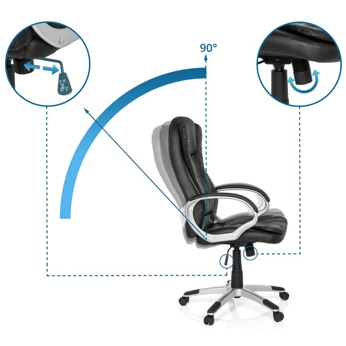 hjh office Relax WB 100 - Bureaustoel - Directiestoel - Kunstleder - Zwart