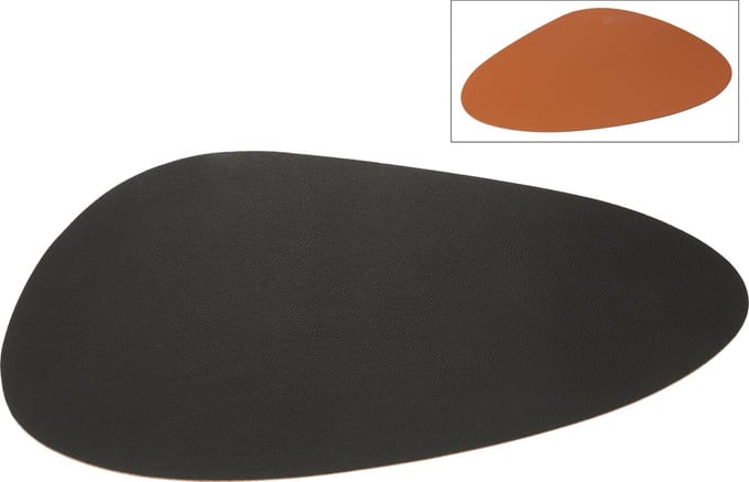 J-Line placemat Steen - kunststof - zwart - 6 stuks