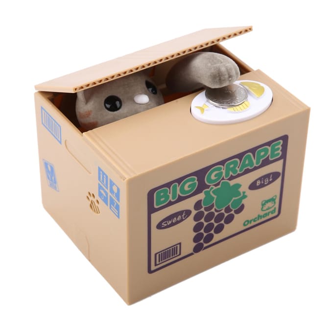 Mooie Kat Automatische Munten Steal Kat Centen Spaarpot voor Kinderen (#3) beige