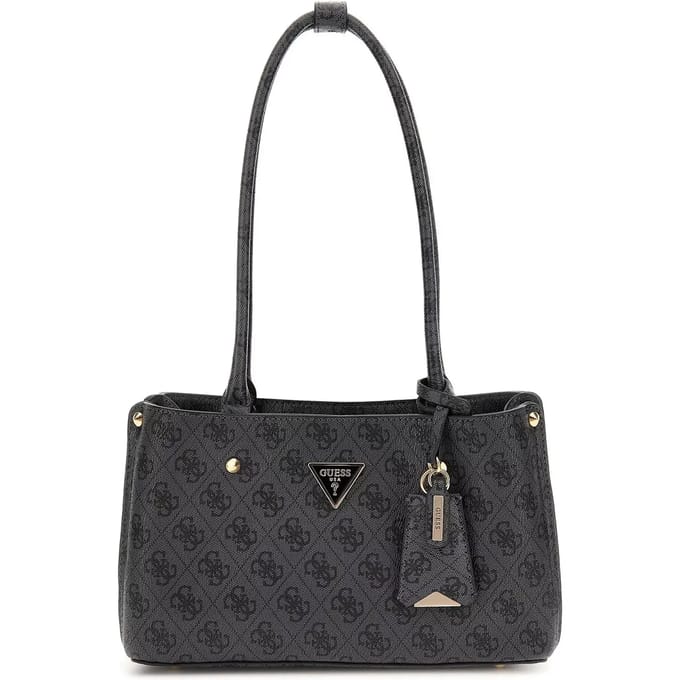GUESS schoudertas Meridian II Shoulder Satchel Bag Coal Logo donkergrijs