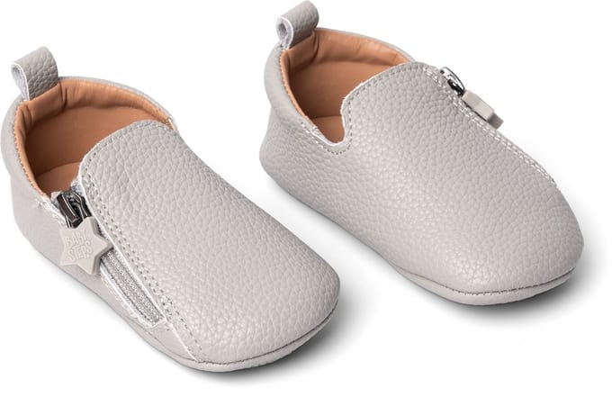 BabySteps NOX Eerste Loopschoentjes Ash Grey – Leer – Licht & Flexibel – Antislip Zool – Voor Binnen & Buiten – Ritssluiting – Grijs – Maat 20