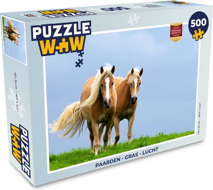 Puzzel Paarden - Gras - Lucht - Legpuzzel - Puzzel 500 stukjes