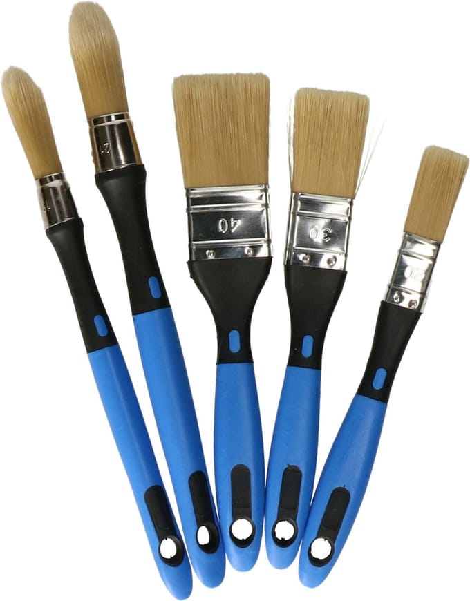 FX Tools Verfkwasten set - 5 delig - 5 formaten 15/20/21/30/40 mm - Voordeelkwasten