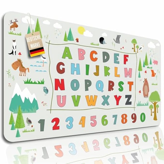 Bureauonderlegger voor Kinderen – Waterafstotende Onderlegger met Educatieve Prints | Kinderbureau Accessoires