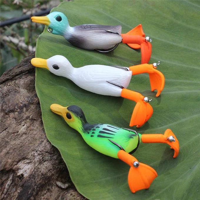 1 STUK Propeller Flipper Eend Vislokaas Eendje Vissen Kikker Lokaas 9cm 11.3g Kunstmatig Aas Eendje 3D Ogen Dag Aas Baars 8