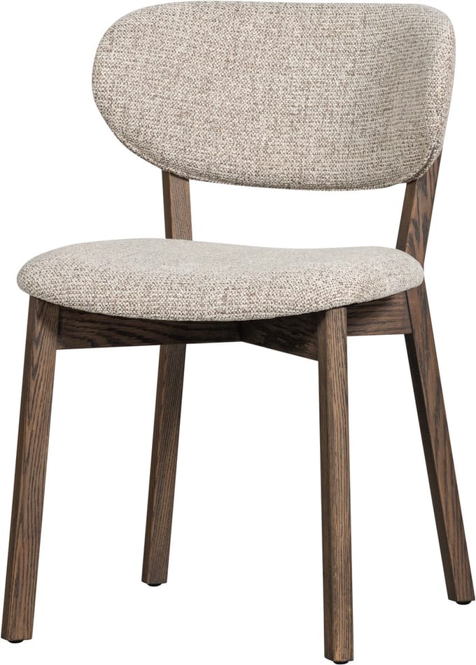 WOOOD Udar Eetkamerstoel Houten Frame - Polyester - Donkerbruin - 82x51x60