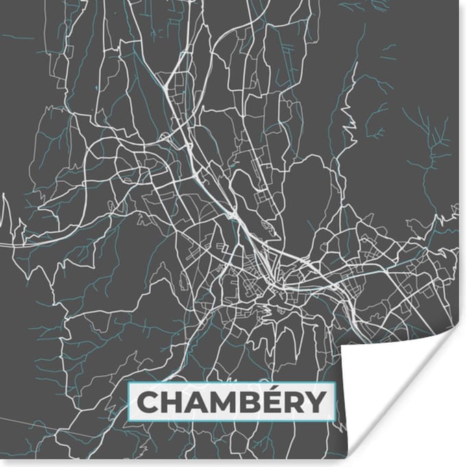 Poster Chambéry - Stadskaart - Kaart - Frankrijk - Plattegrond - 75x75 cm