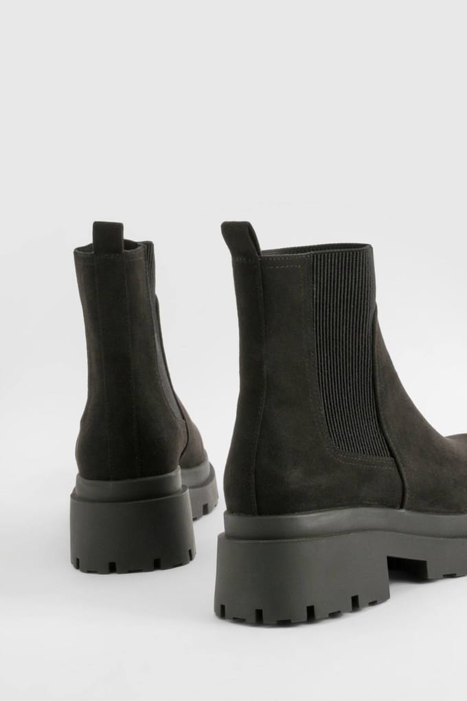 boohoo Dames Chunky Sole Chelsea Boots | Black | Maat: 3