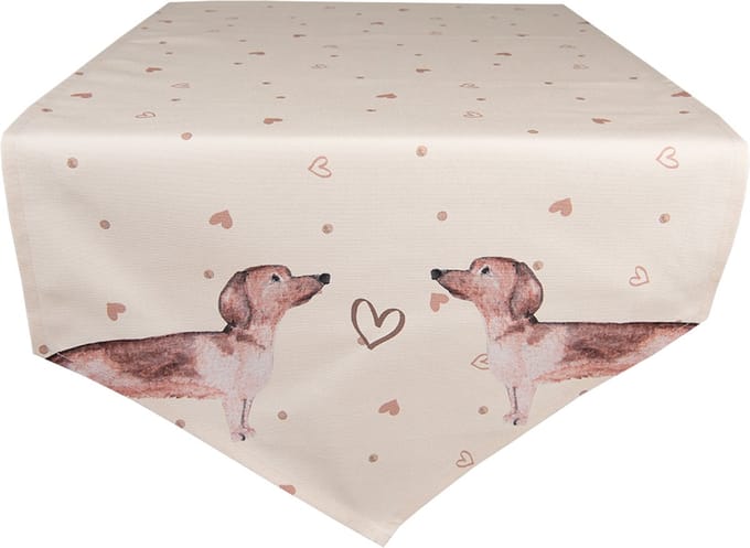 Clayre & Eef Tafelloper 50x160 cm Beige Katoen Teckel
