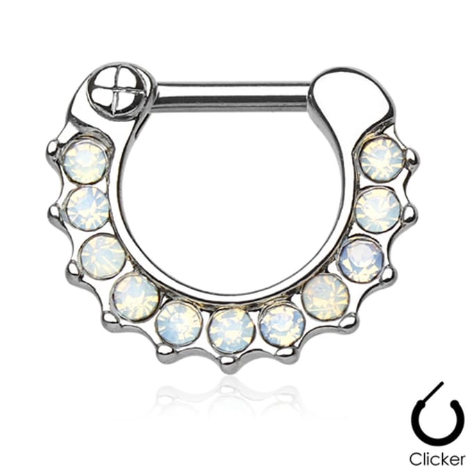 Piercing clicker 11 steentjes - opalite - LMPiercings